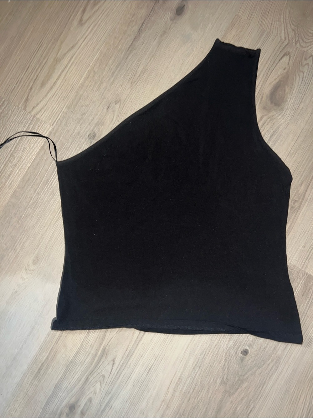 Weekday  One-Shoulder Black Knit Tank Top Size L Minimal Stretch Cotton Blend